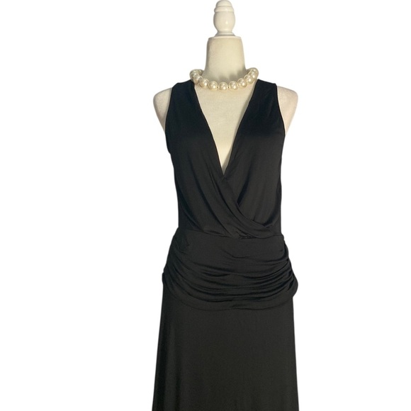 Paula Hermanny Black Maxi Dress NWT Evening Gown with Deep V Neck Open Back - Picture 5 of 11